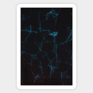 Abstract Blue Lines Resembling Star Constellation on Black Background Sticker